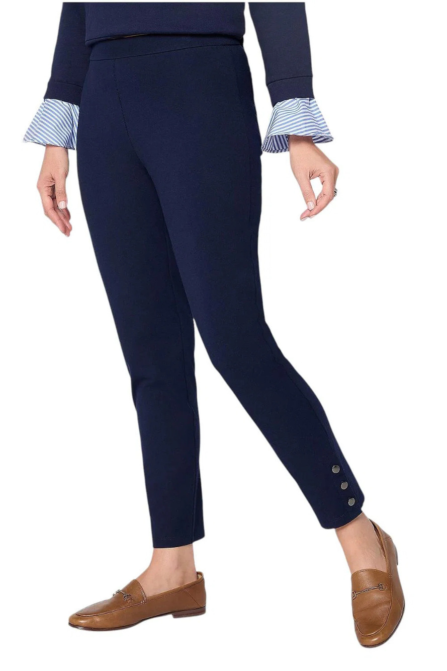 Susan Graver Weekend Women's Stretch Aire Slim-Leg Pants Navy - Regular